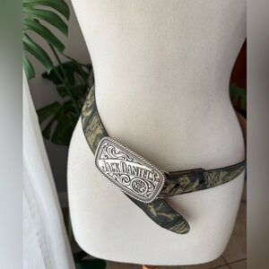 Jack Daniel’s Old No. 7 Buckle on Camo Belt |‎ Size 32 | Made in USA